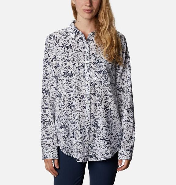 Columbia PFG Sun Drifter II Shirts Navy For Women's NZ17295 New Zealand